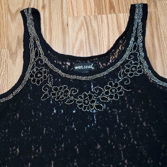Gorgeous Embellished Stretch Black Lace, sz small - Picture 2 of 6